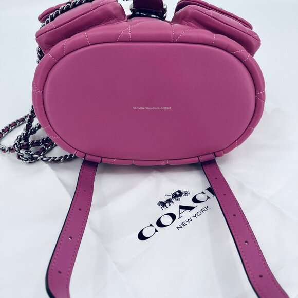 Coach Tabby Backpack Pillow Quilting Nappa Leather Pink Convertible Chain Strap - Picture 9 of 16
